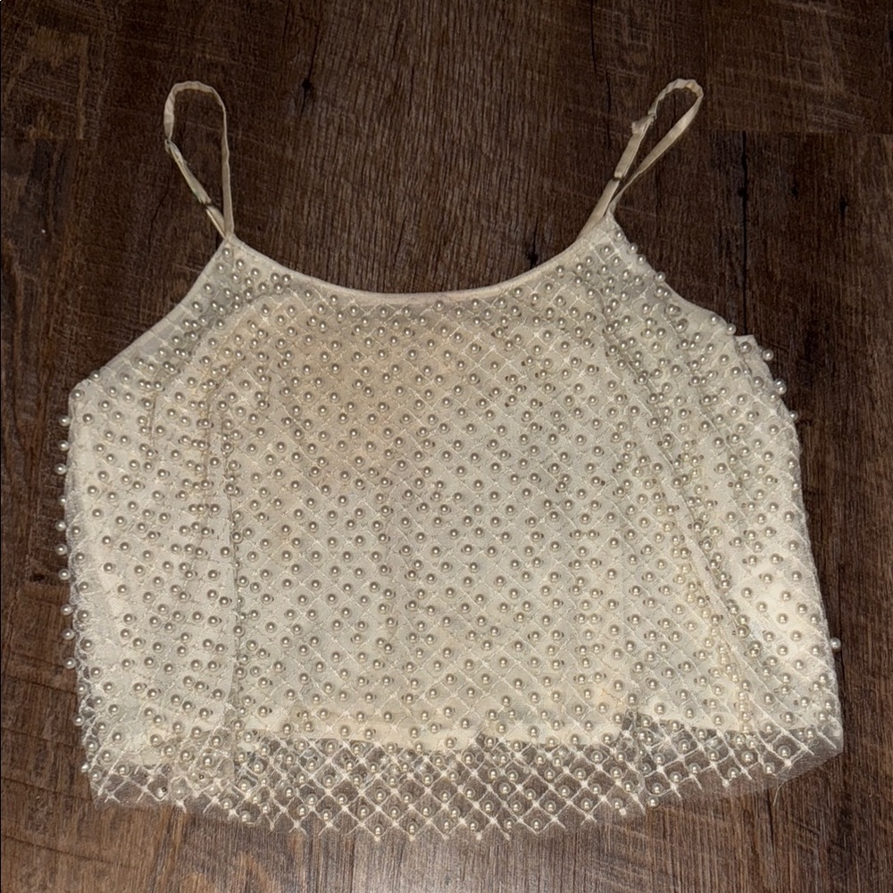Endless Rose Cream Embellished Crop Camisole